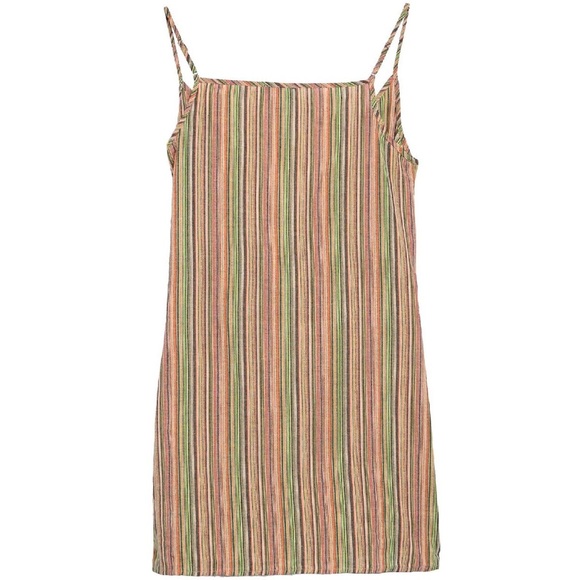 Lumiere Mini Striped O-Ring Buckle Wrap Dress L - Picture 3 of 6
